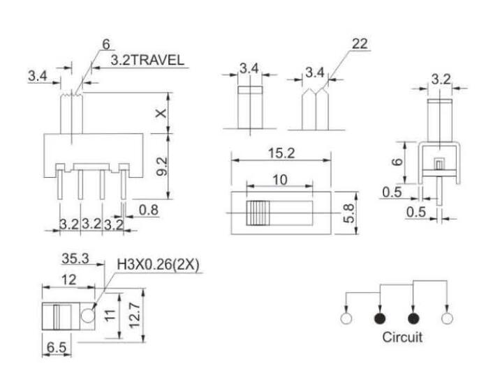 SS-13D11(1P3T)拨动开关