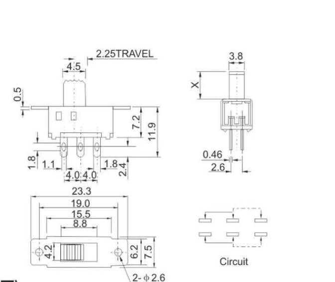 SS-22D32(2P2T)拨动开关