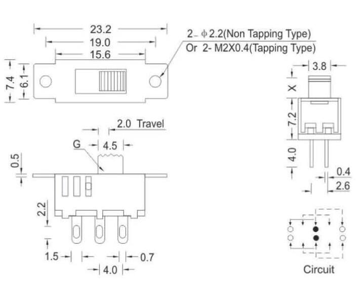 SS-22D32(2P3T)拨动开关