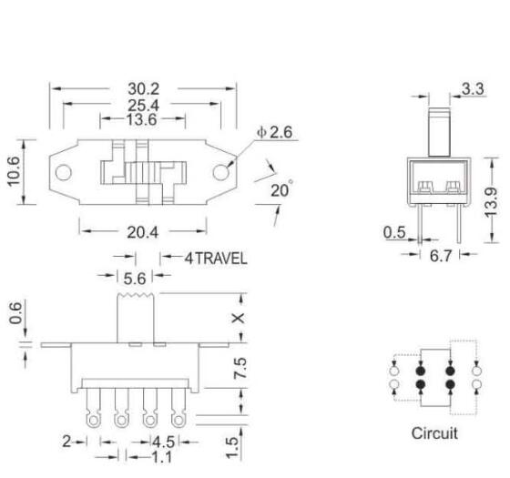 SS-22H25(2P3T)拨动开关