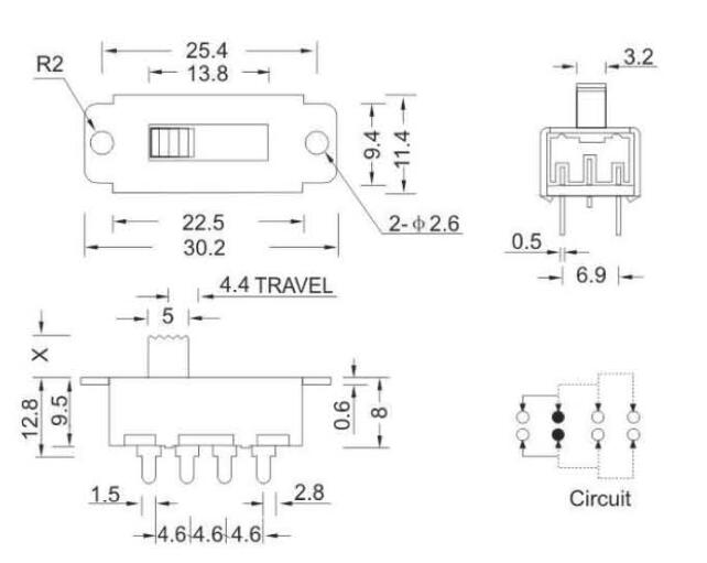 SS-23I01(2P3T)拨动开关