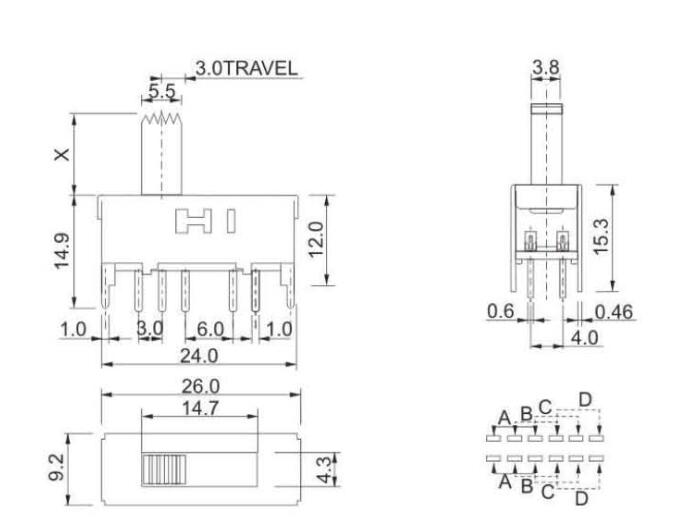 SS-24F01(2P4T)拨动开关