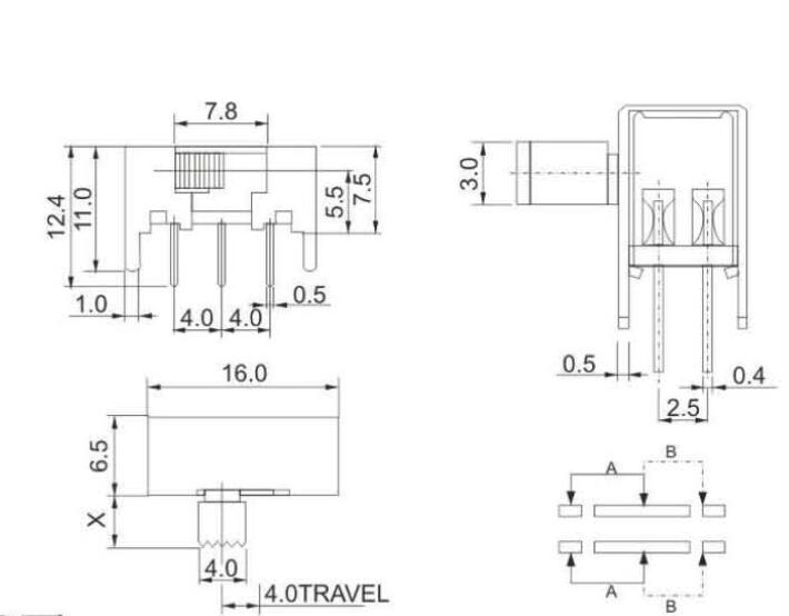 SK-22H05(2P2T)拨动开关