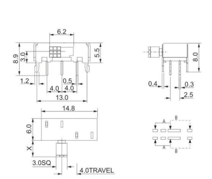 SK-22H06(2P2T)拨动开关