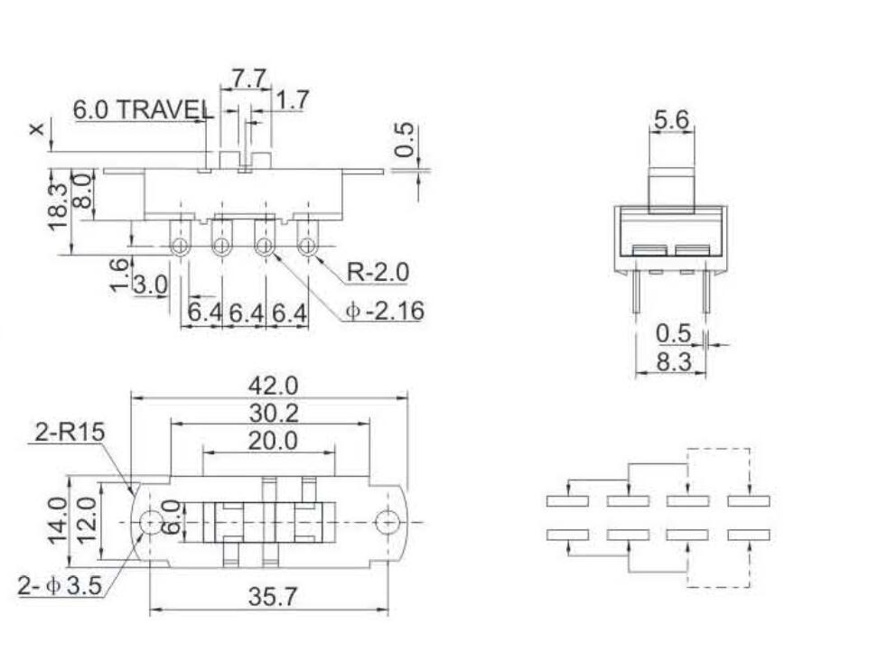 ACS-23L01(2P3T)拨动开关