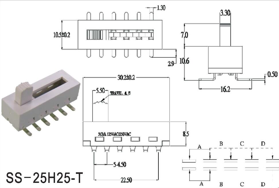 SS-25H25-T拨动开关