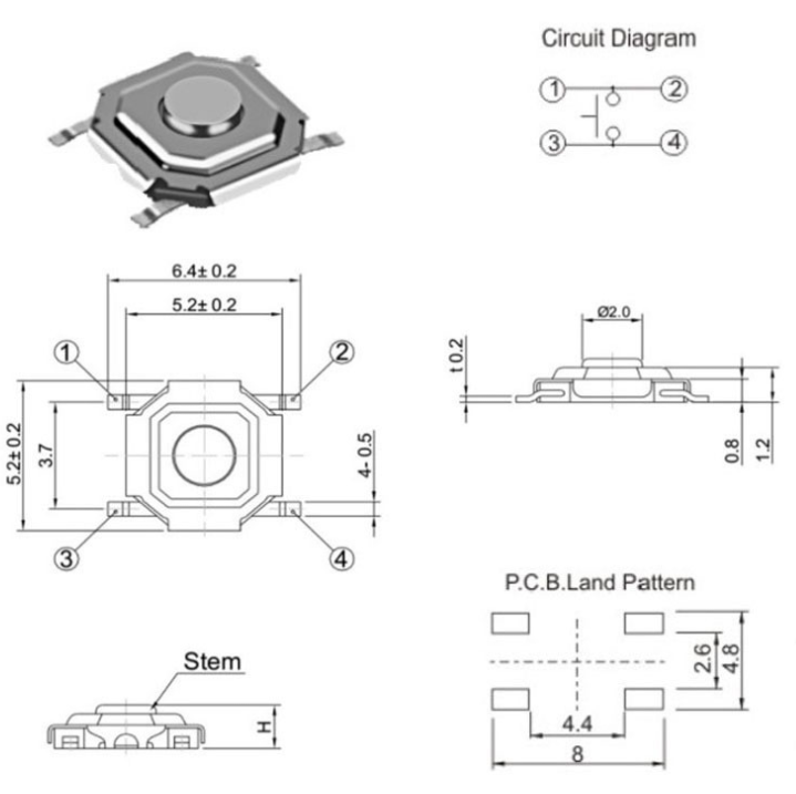 5.2*5.2轻触开关