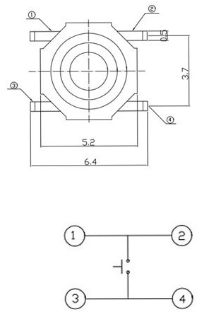 轻触按键四脚开关原理